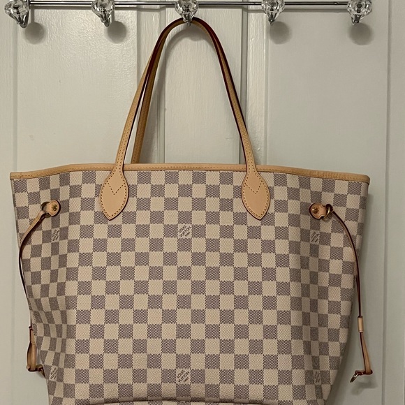 100% Authentic Louis Vuitton Damier Azur Neverfull MM w/ Rose Ballerine NWT - Picture 5 of 16